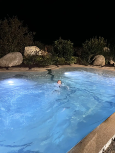 Bio.design-Pool beleuchtetes Abendschwimmen